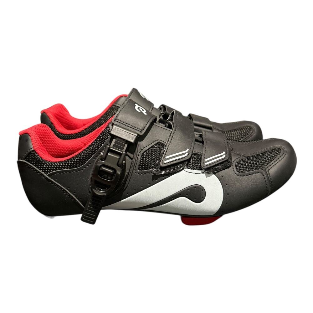 Peloton Cycling Sneakers Size 44 US Men's 10.5 Cleats Black Red - Picture 2 of 9